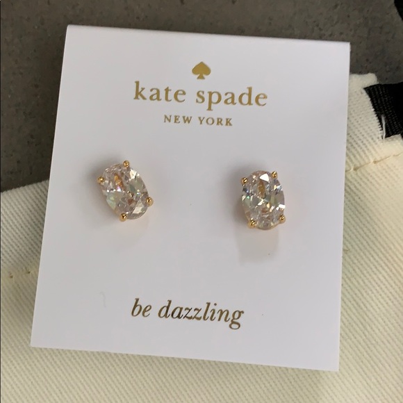 NWT Kate spade clear gold oval stud earrings - Picture 2 of 5